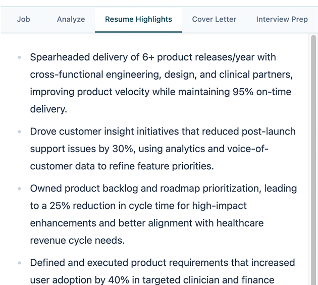 Job Otter Resume Highlights